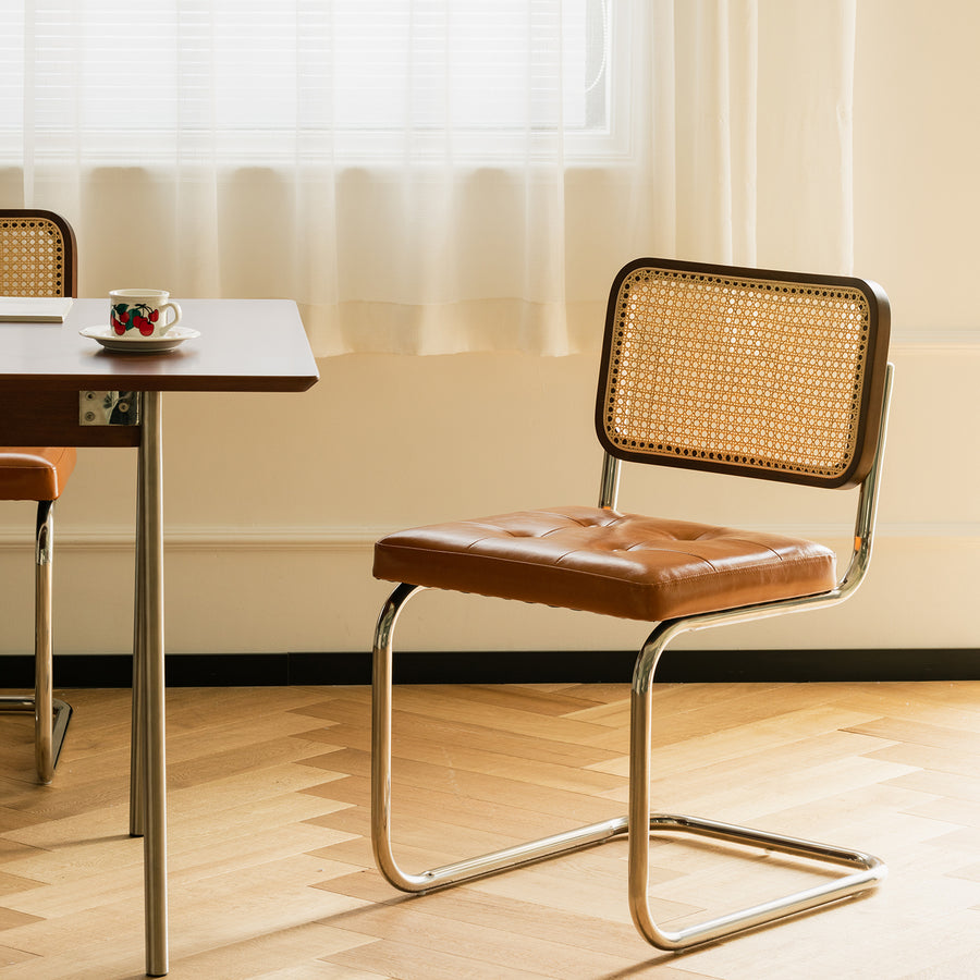 Vintage rattan pu leather dining chair hoh xil primary product view.