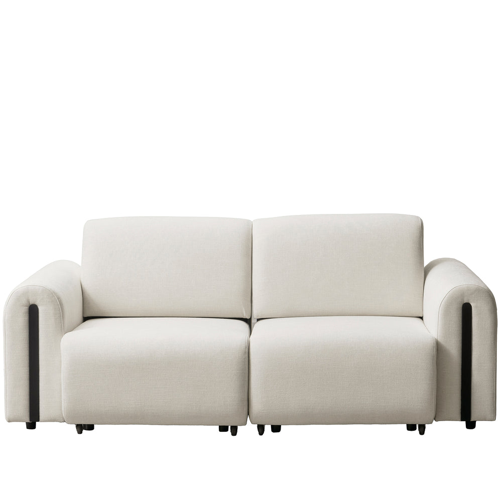 Modern mixed weave fabric electional sectional 2 seater sofa bed plaina in white background.