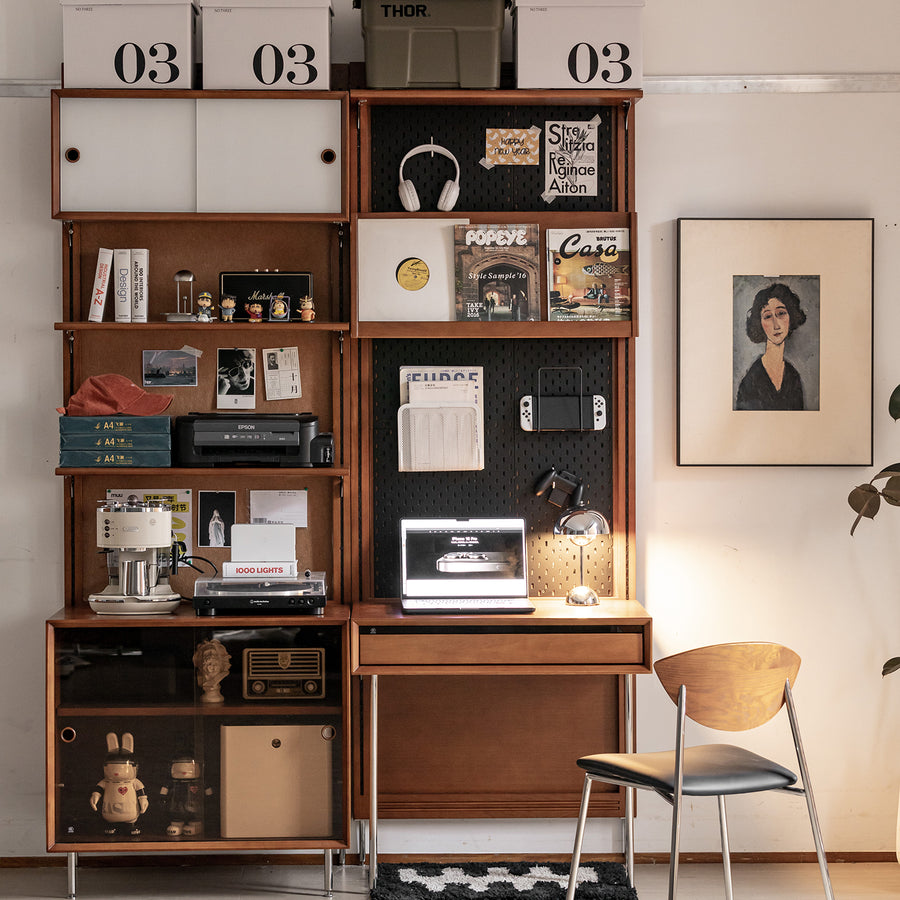 Vintage boxwood modular hanging wall shelf system muse study primary product view.