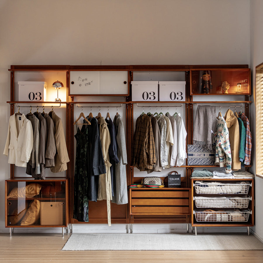 Vintage boxwood modular hanging wall shelf system muse wardrobe primary product view.