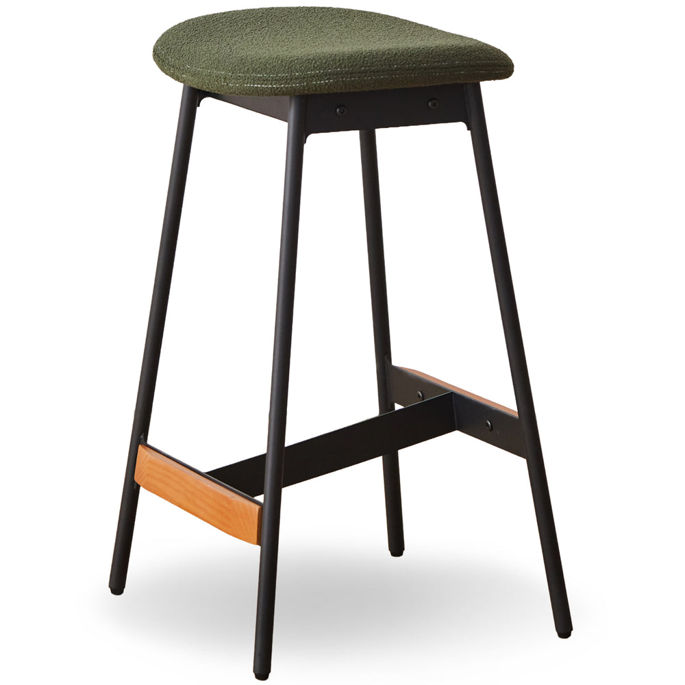 Modern boucle fabric bar chair bird in white background.