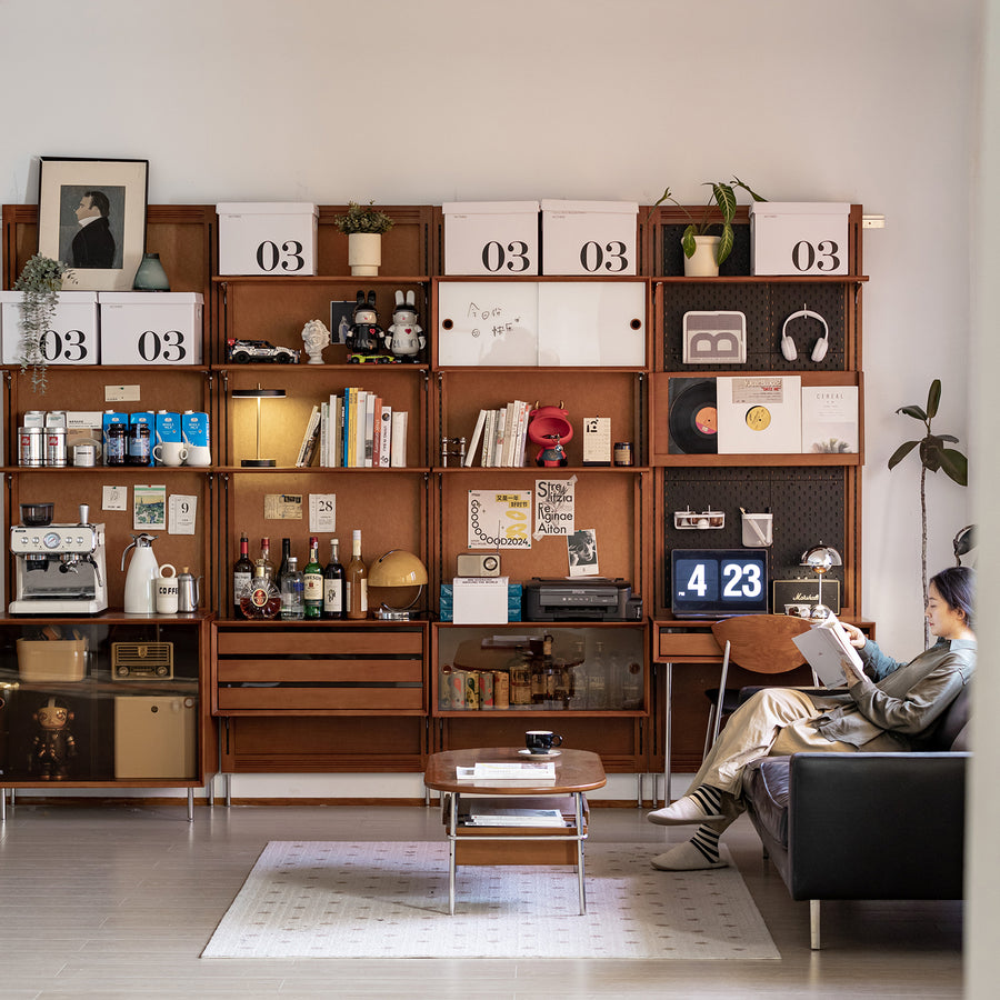 Vintage boxwood modular hanging wall shelf system muse primary product view.