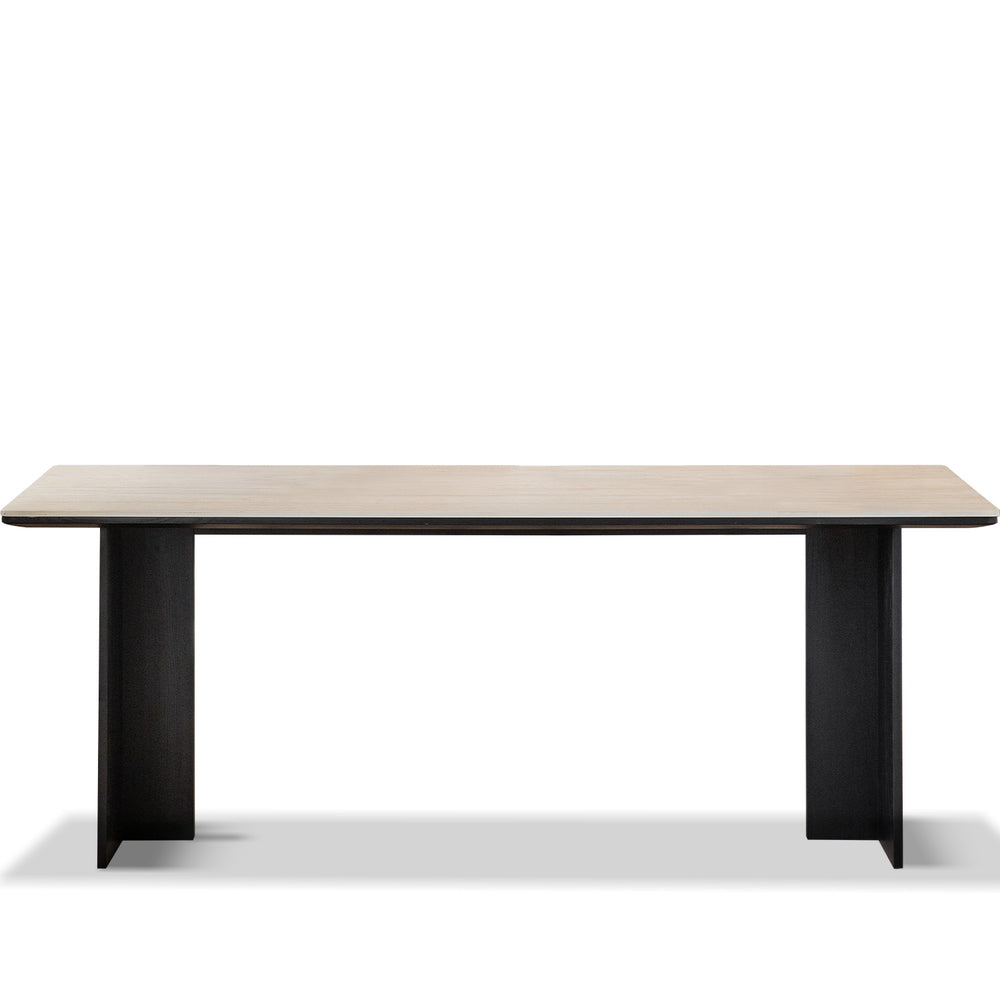 Minimalist sintered stone dining table black oslo in white background.