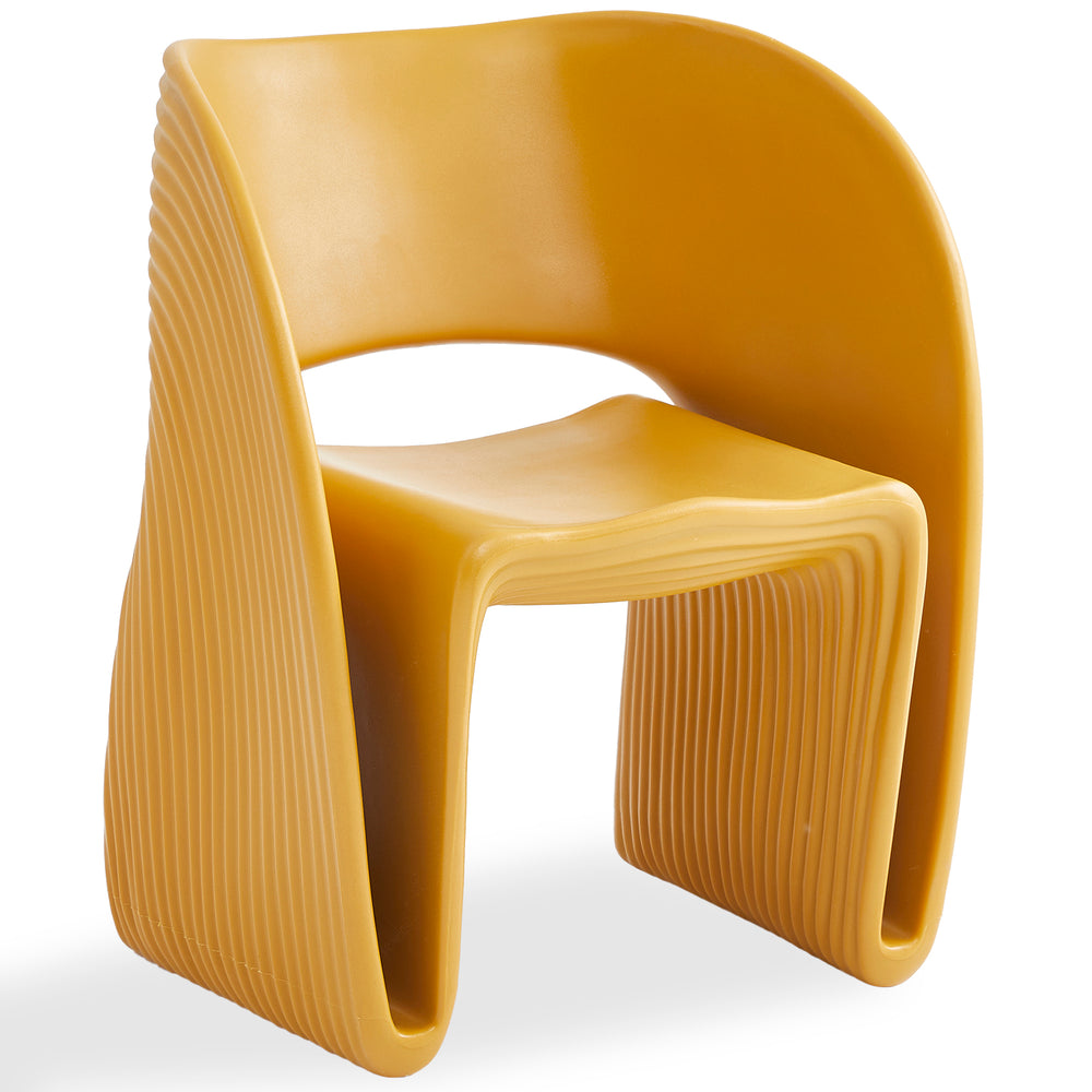 Contemporary plastic dining chair flip in white background.