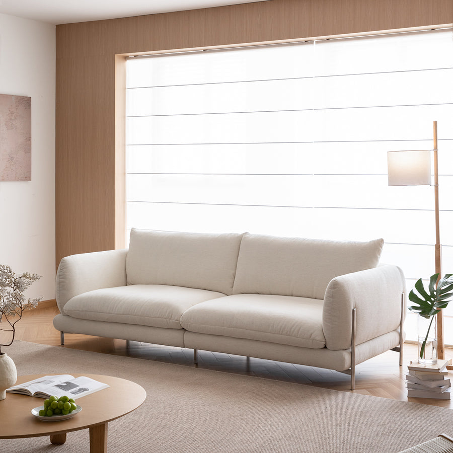 Minimalist cotton fabric 3 seater sofa como primary product view.