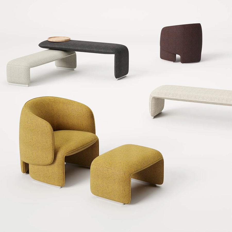 Minimalist mixed weave fabric ottoman elephant primary product view.