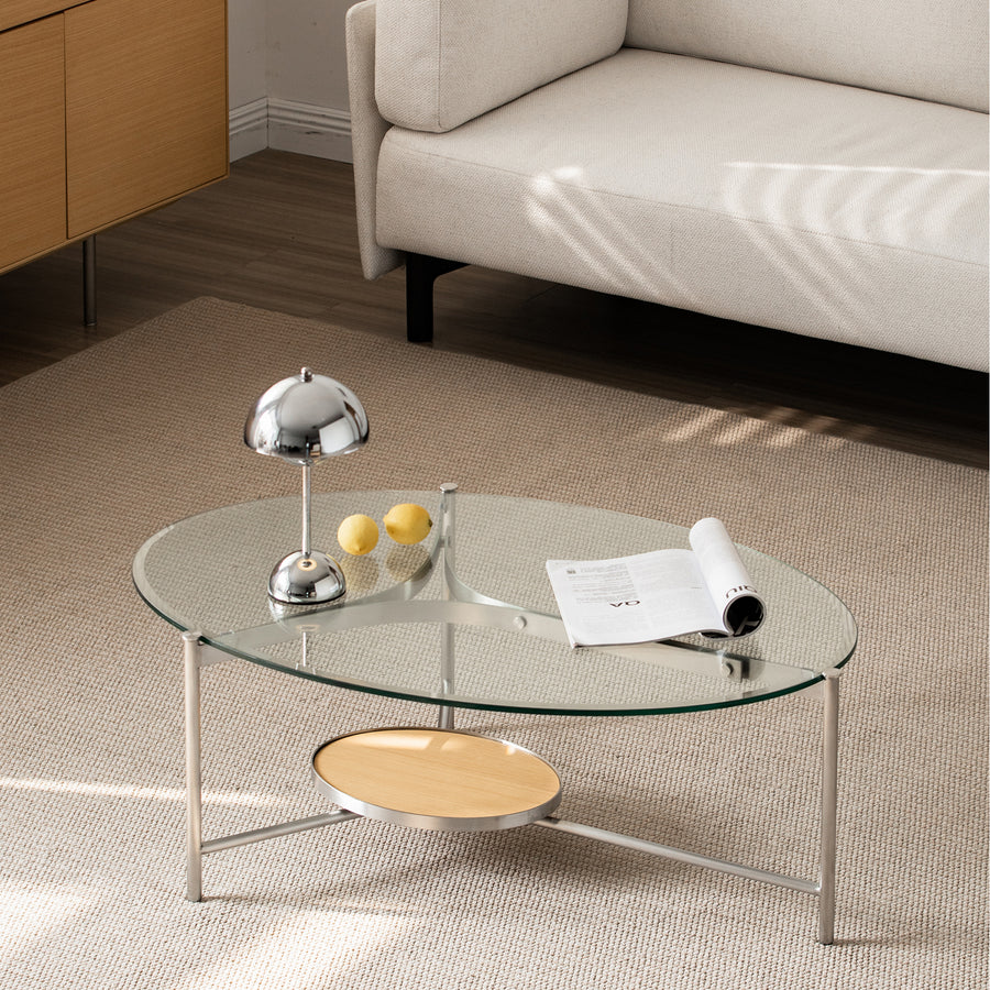 Minimalist tempered glass coffee table iceland primary product view.