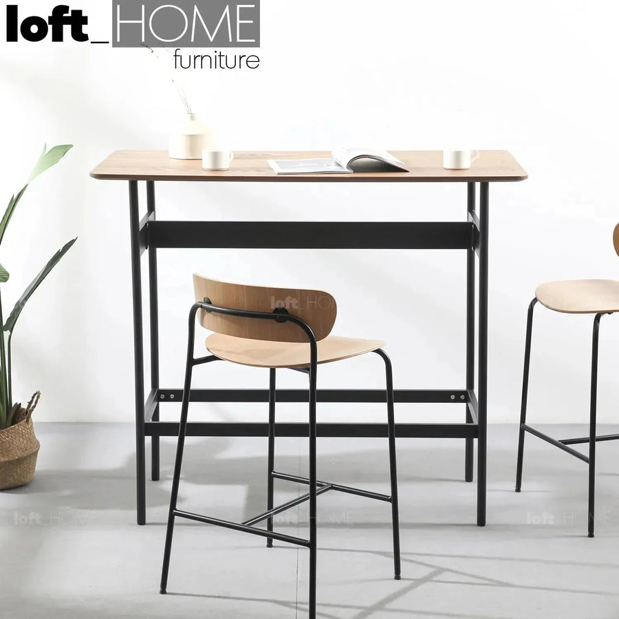 Industrial wood bar table paxon primary product view.