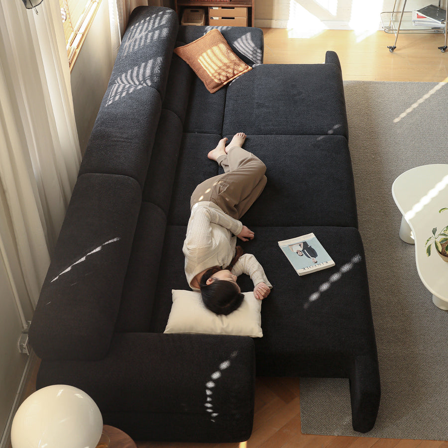 Cream boucle fabric electric functional 4 seater sofa bed sleepo primary product view.