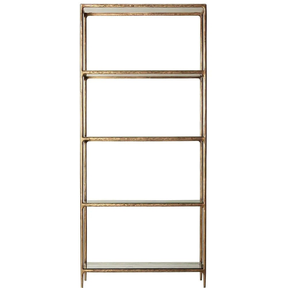 Minimalist metal tempered glass display shelf thaddeus in white background.