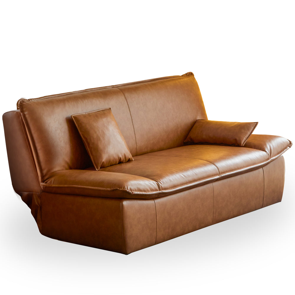 Modern microfiber leather 2 seater sofa bed sailboat in white background.