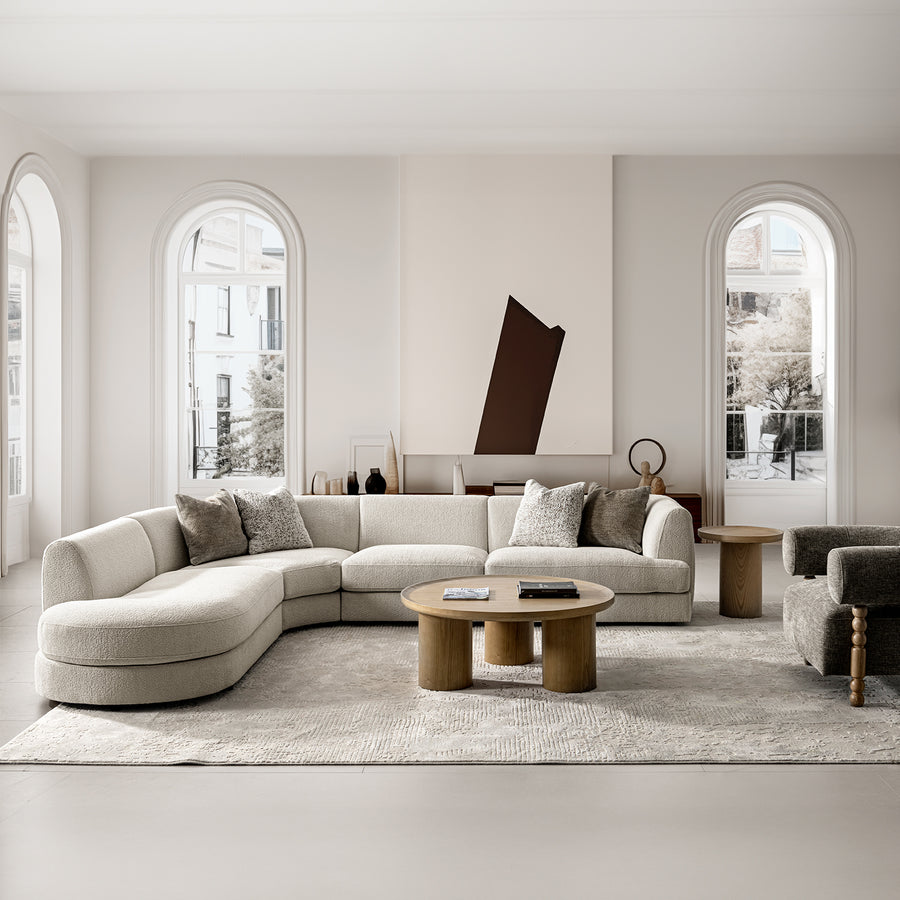 Minimalist velvet fabric modular l shape sectional sofa fable 3+l primary product view.