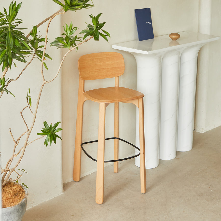 Scandinavian beech wood bar chair poppy primary product view.