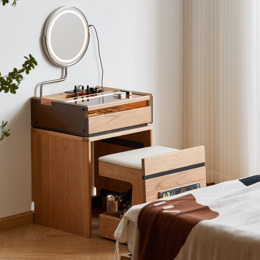 Scandinavian cherry wood dressing table mirror lake primary product view.