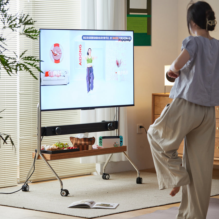 Scandinavian cherry wood tv hanger hal in real life style.