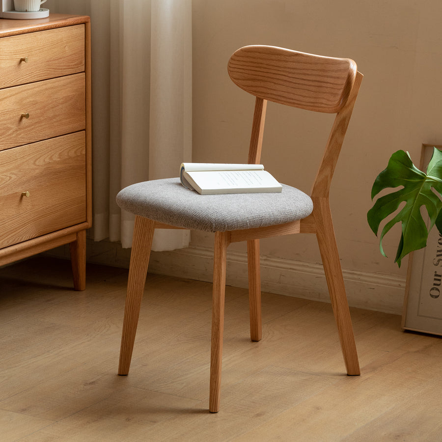Scandinavian oak wood mixed weave fabric cover removable dining chair breeze primary product view.