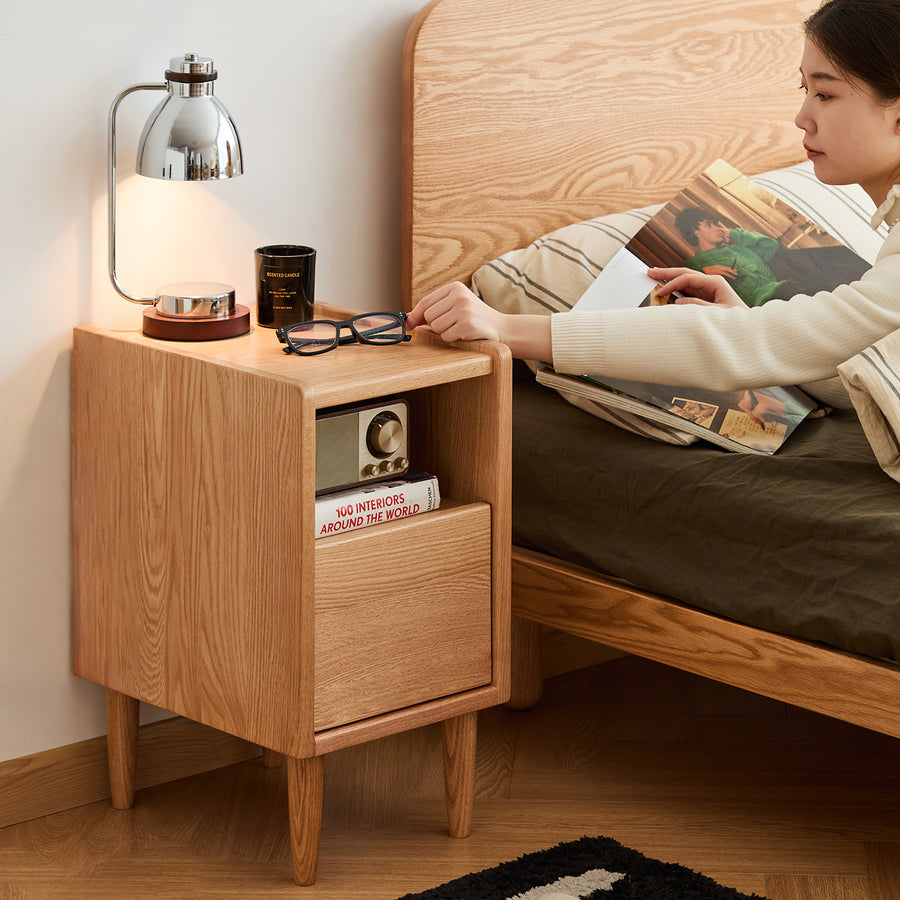 Scandinavian oak wood side table cubo conceptual design.