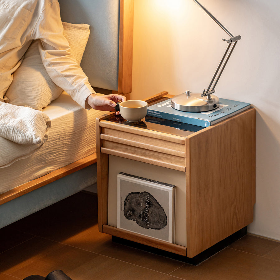 Scandinavian cherry wood side table timeless in details.