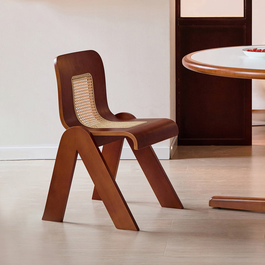 Vintage boxwood rattan dining chair fanko primary product view.