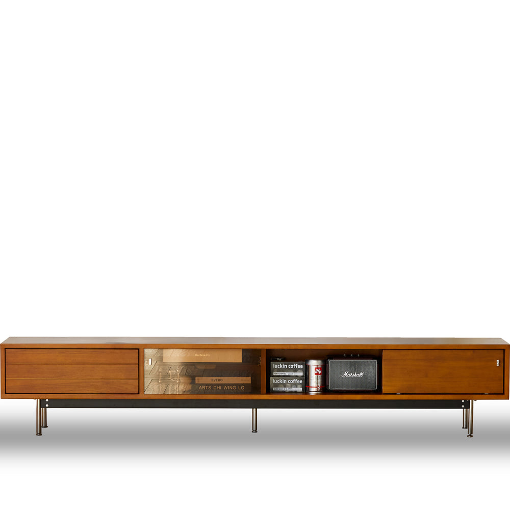 Vintage boxwood tv console bach in white background.