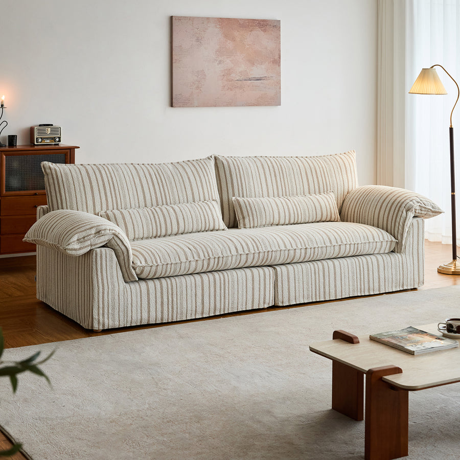 Vintage chenille velvet fabric 3 seater sofa koala primary product view.