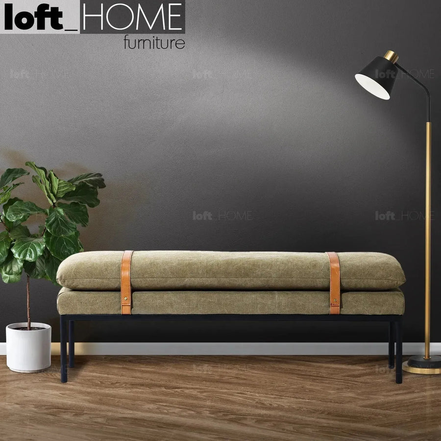 Vintage fabric bench hunter primary product view.