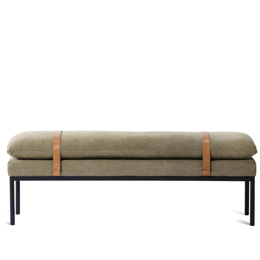 Vintage fabric bench hunter in white background.