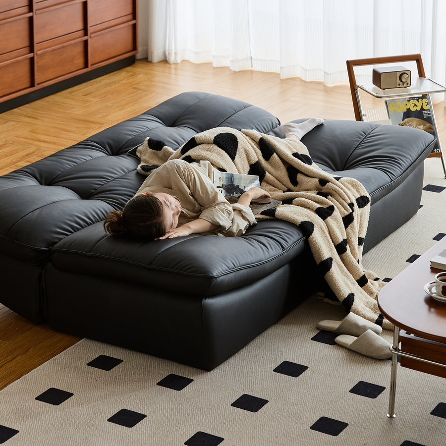 Vintage microfiber leather 3 seater sofa bed lie flat material variants.