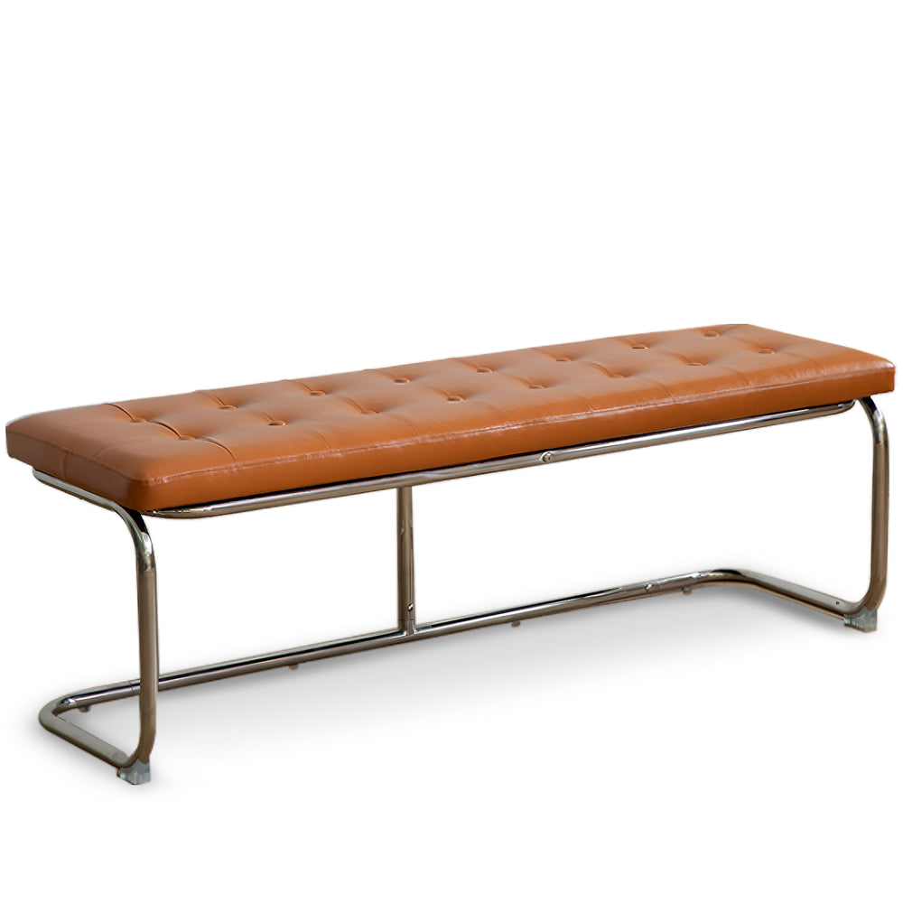 Vintage pu leather dining bench hoh xil in white background.