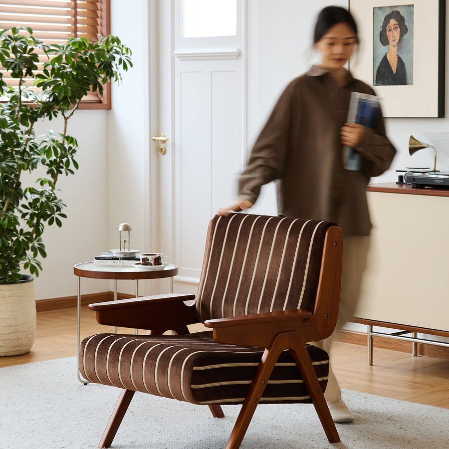 Vintage mixed weave fabric 1 seater sofa truffle primary product view.