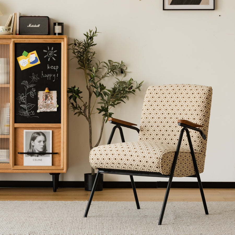 Vintage mixed weave fabric 1 seater sofa wheat primary product view.